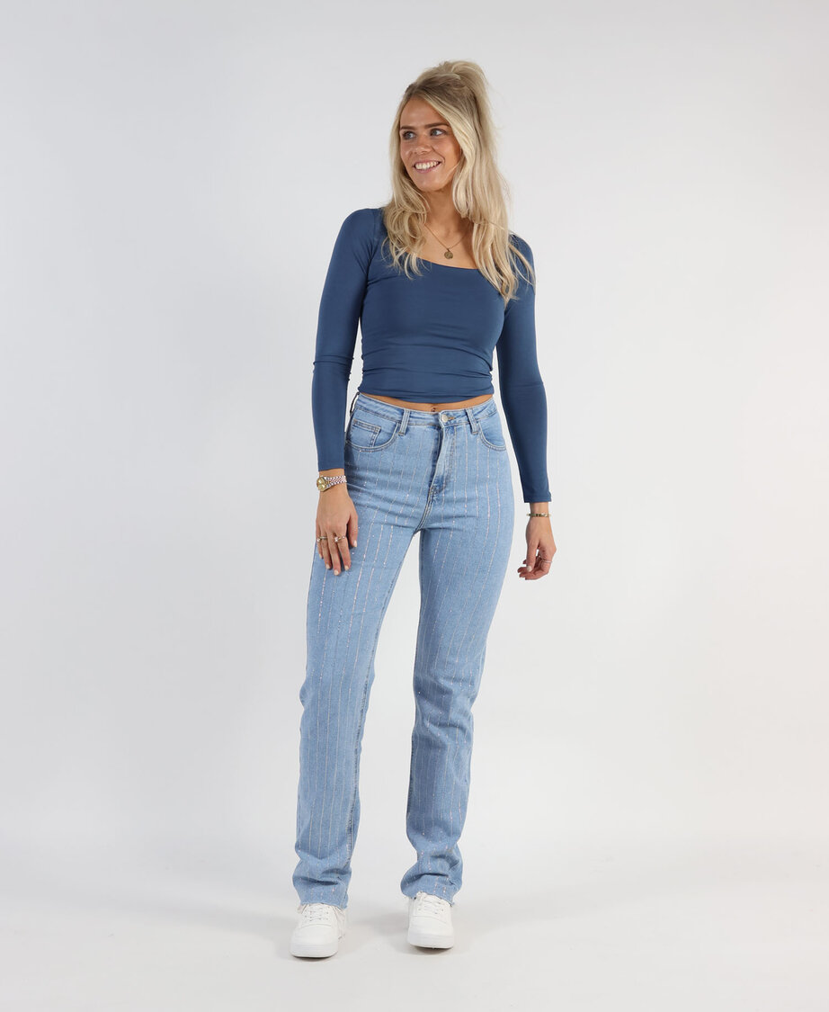 Sparkle Diamond Straight Leg Jeans Blue 2785 (TALL)