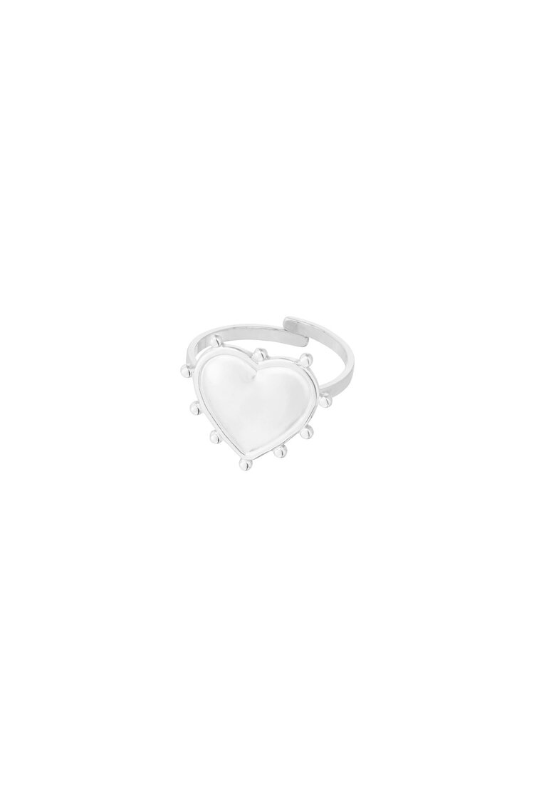 Heart With Dots Ring Silver