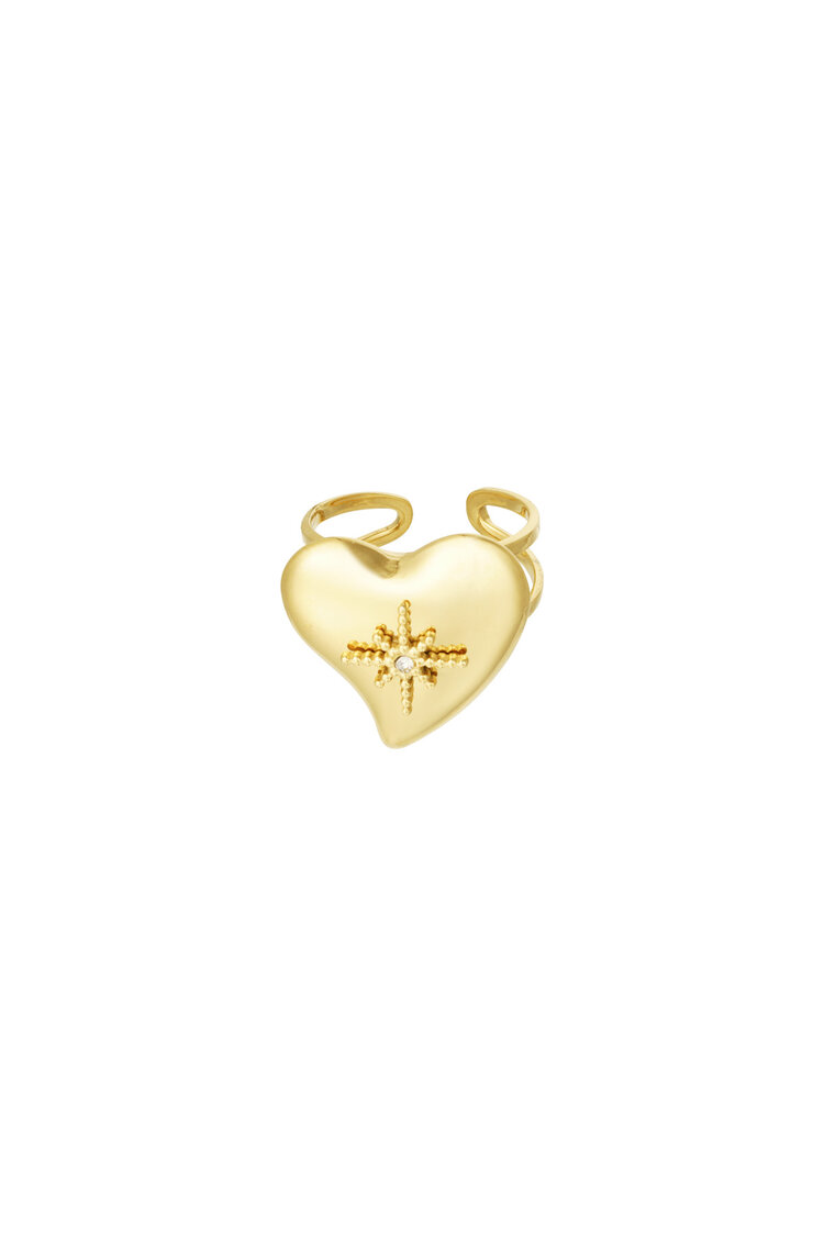 Big Heart With Diamond Ring Gold