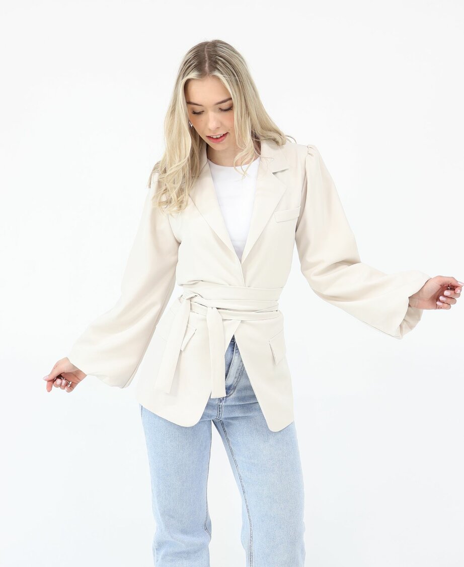 Sanne Wrap Blazer Beige