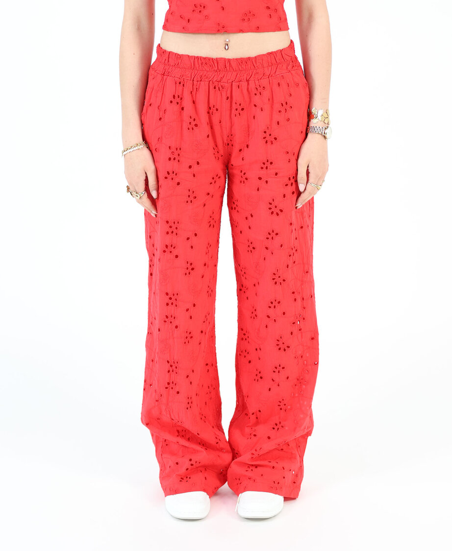Broderie Pants Red (REGULAR)