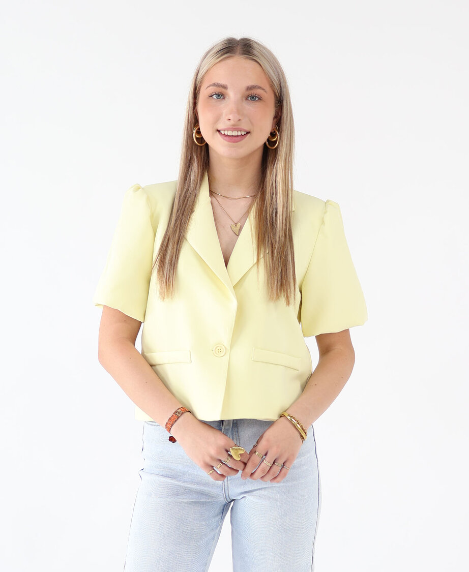 Sanne Puff Sleeve Blazer Butter Yellow