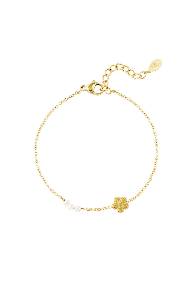 Flower with Pearls Armband Goud
