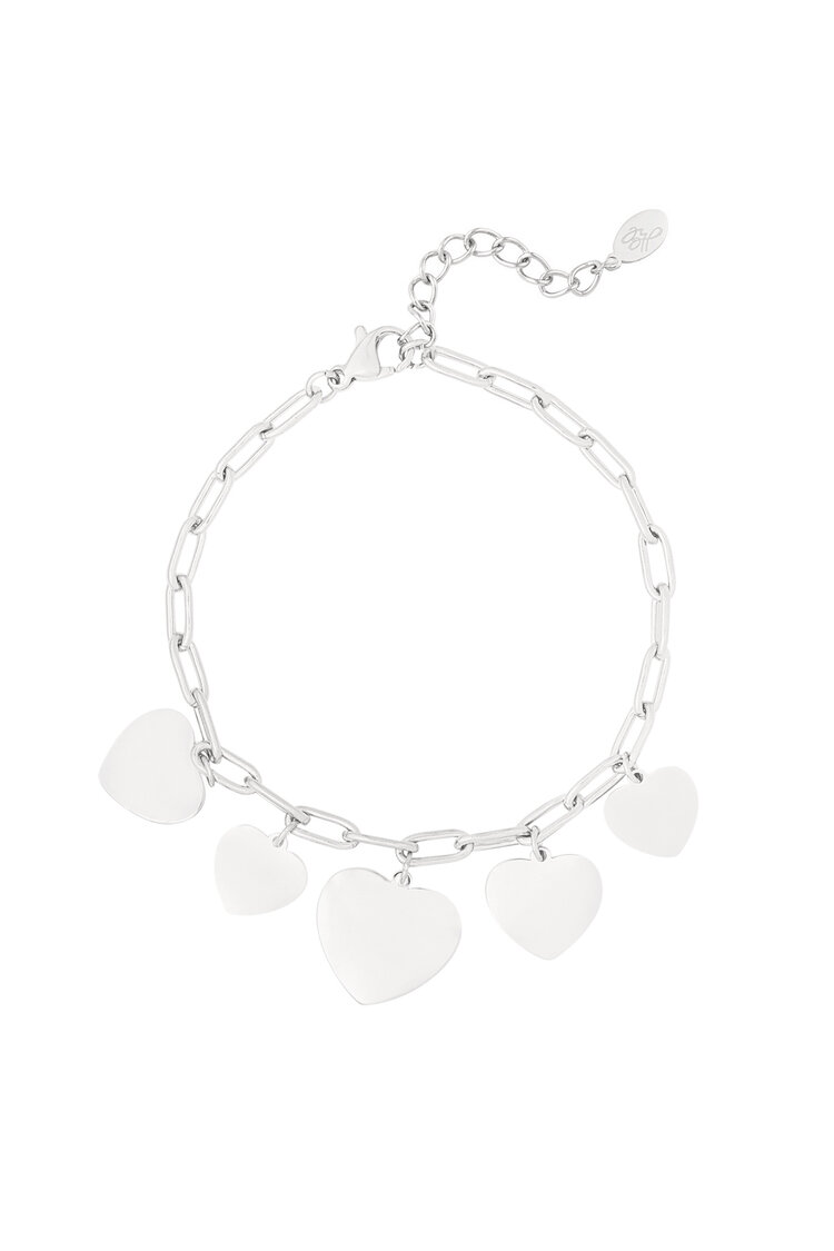 Big Heart Charms Armband Zilver 