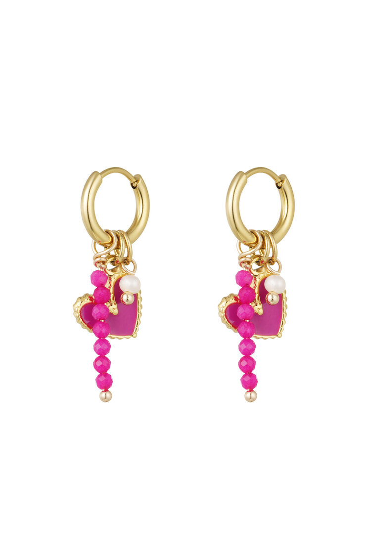 Fuchsia Pearls Oorbellen Goud