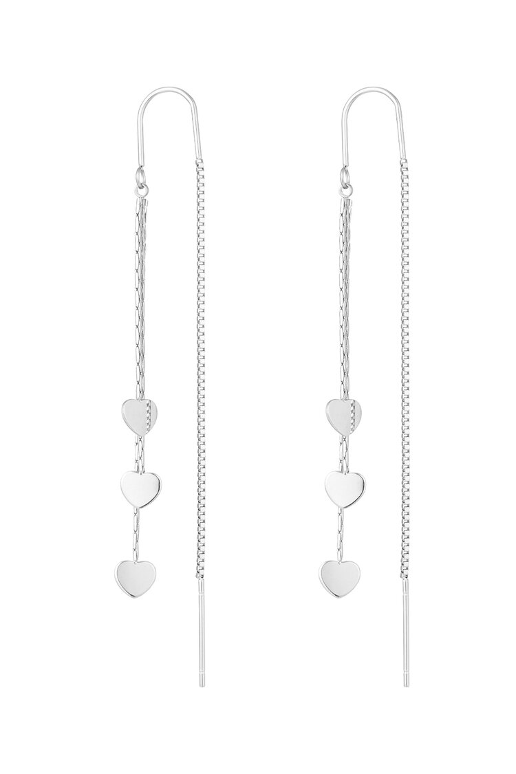 Long Hearts Oorbellen Zilver