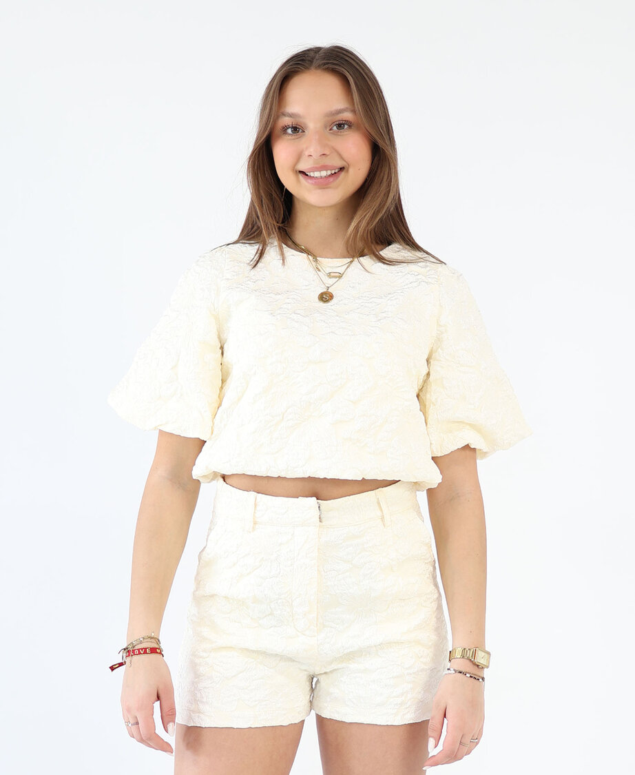 Jacquard Top Cr&egrave;me