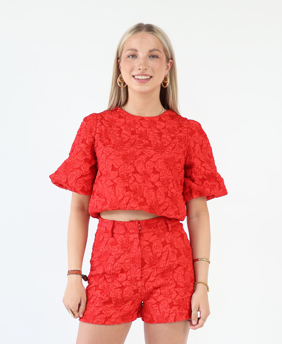 Jacquard Top Red