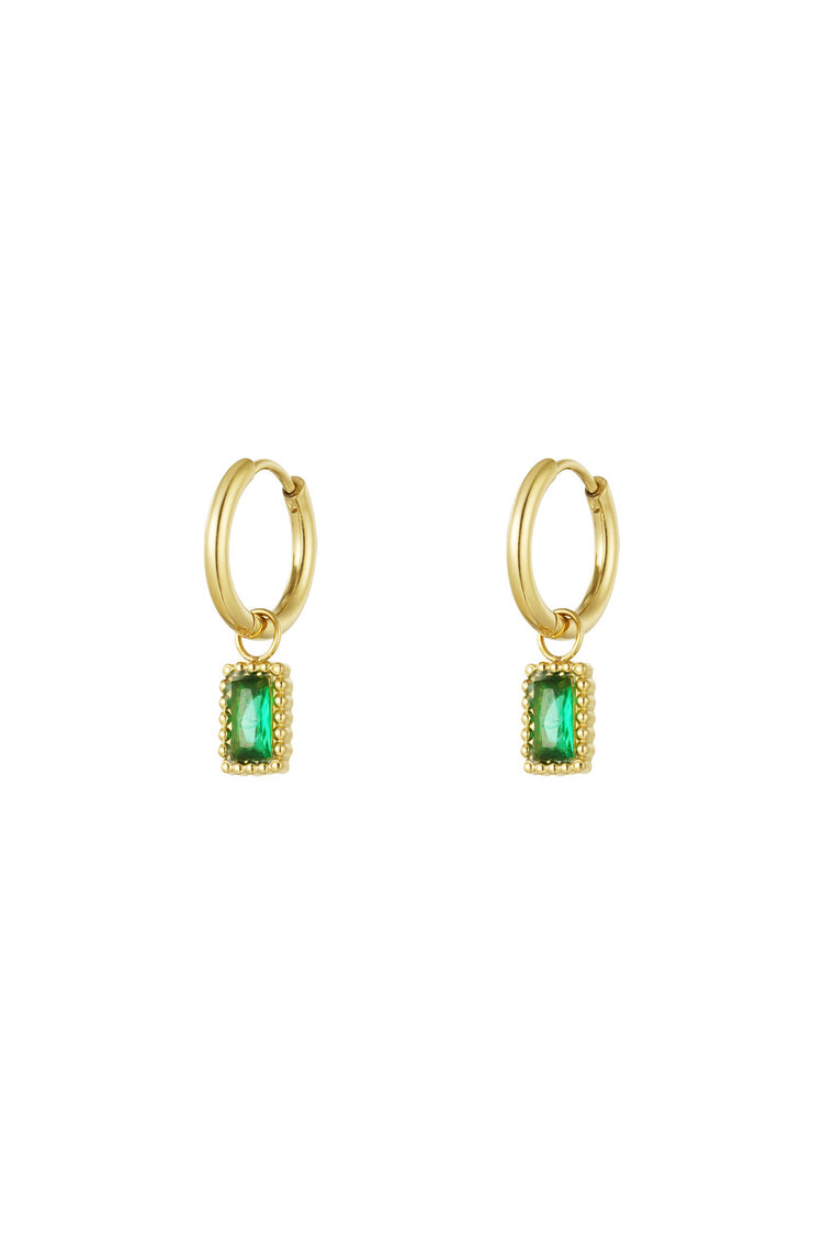 Classy Sparkle Green Oorbellen Goud