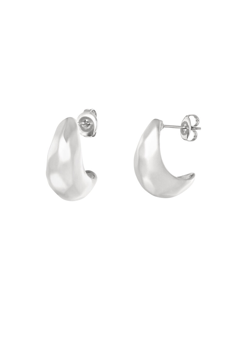 Drop Oorbellen Dented Motif Zilver