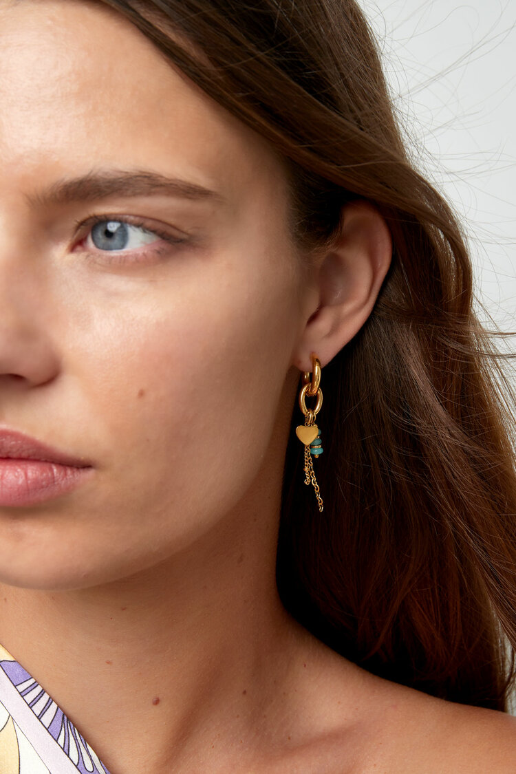 Beaded earrings with heart Goud