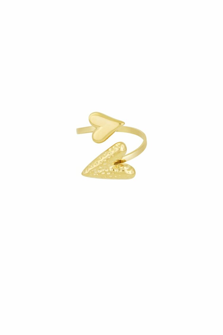 Dual Hearts Ring Goud