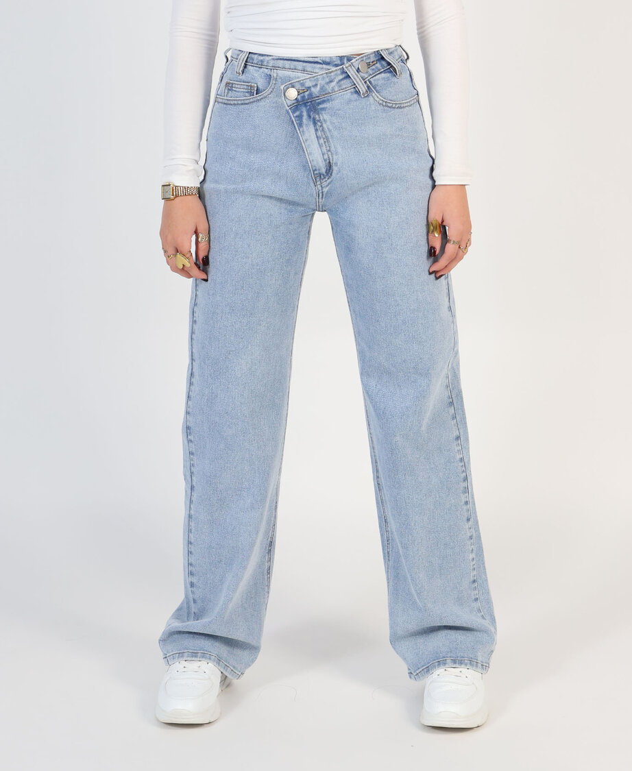 Button Wide Leg Jeans 9113-1 (REGULAR)
