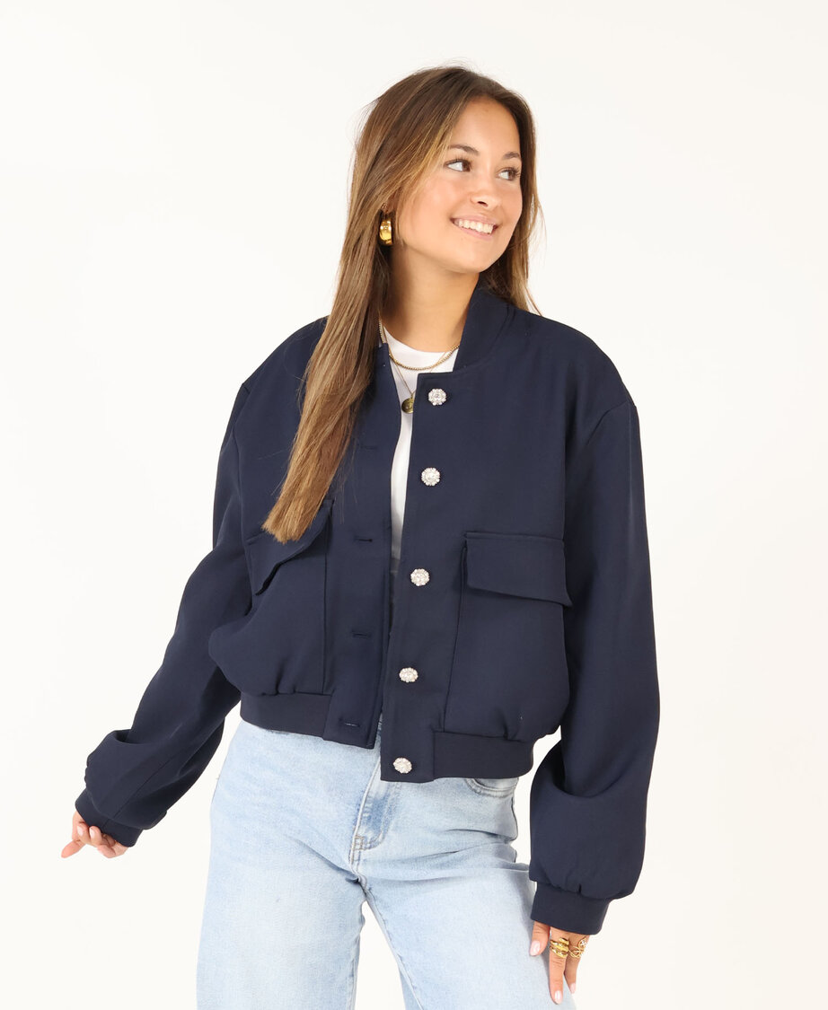 Classy Bomber Jacket Navy Blue