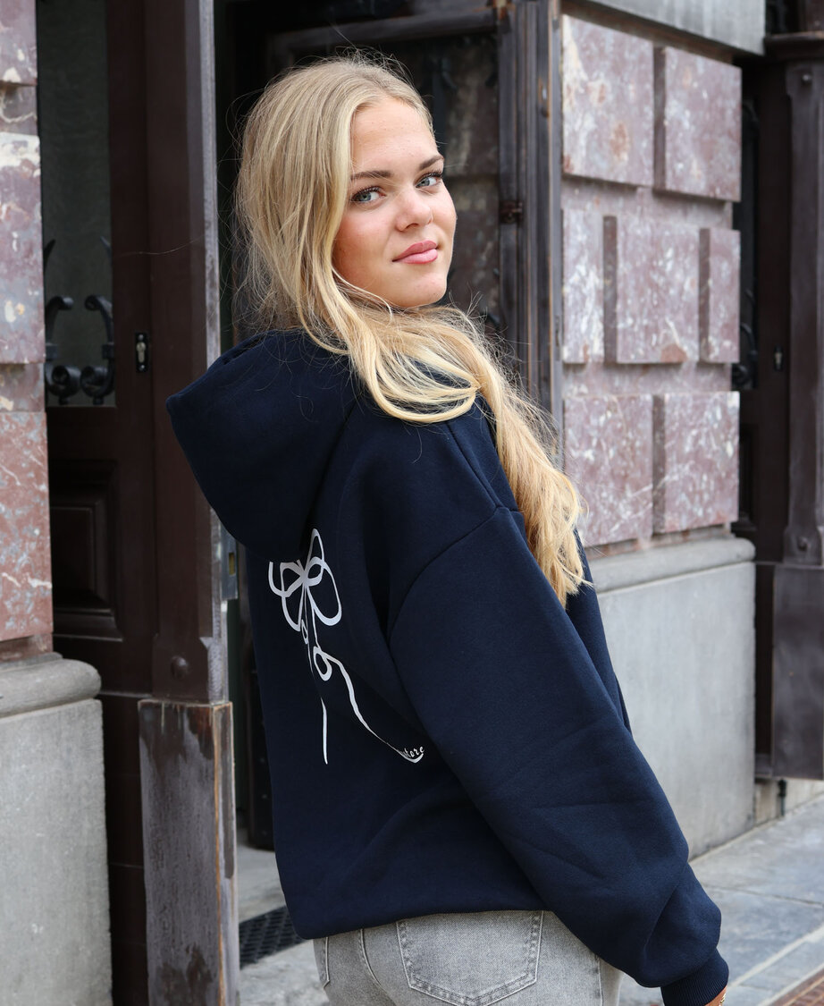 Bow Hoodie Navy Blue