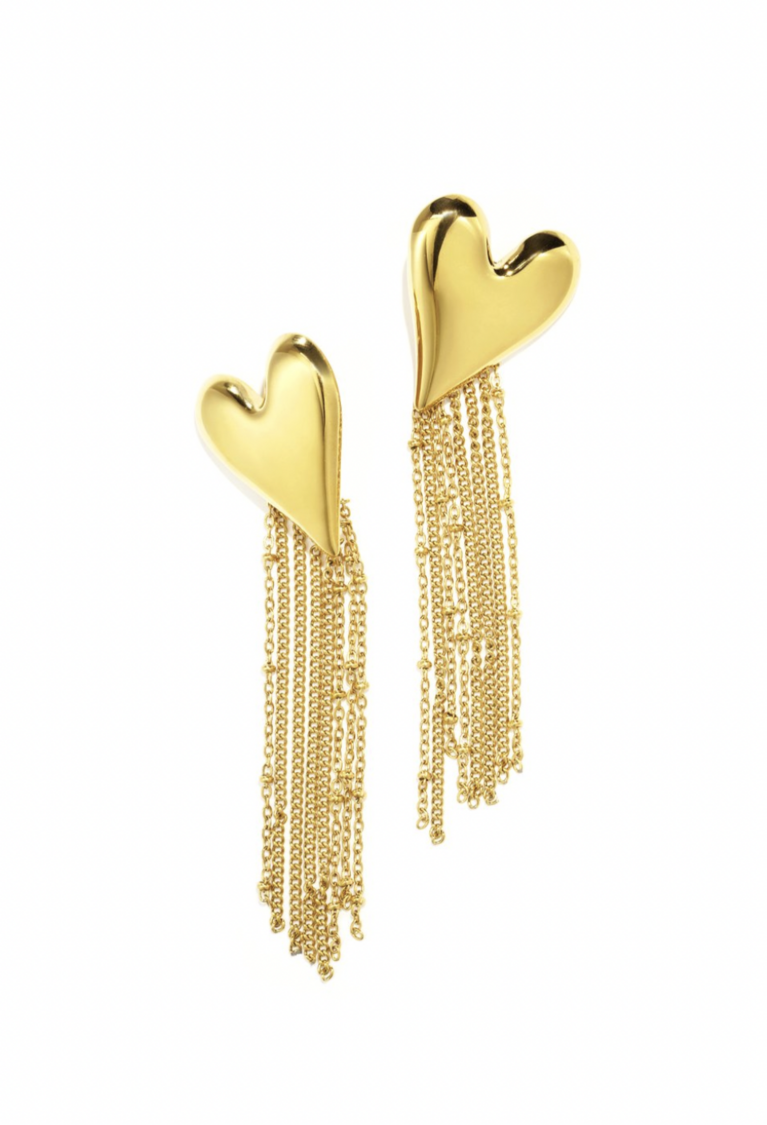 Heart Fringe Oorbellen Goud