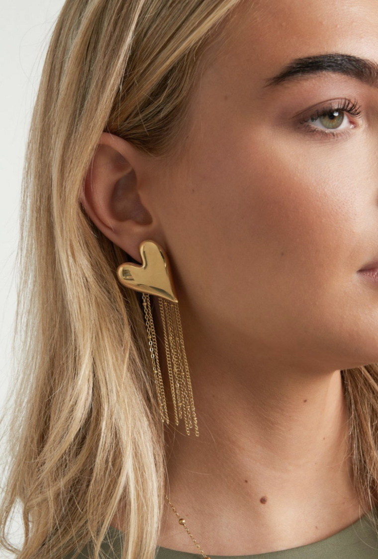 Heart Fringe Oorbellen Goud