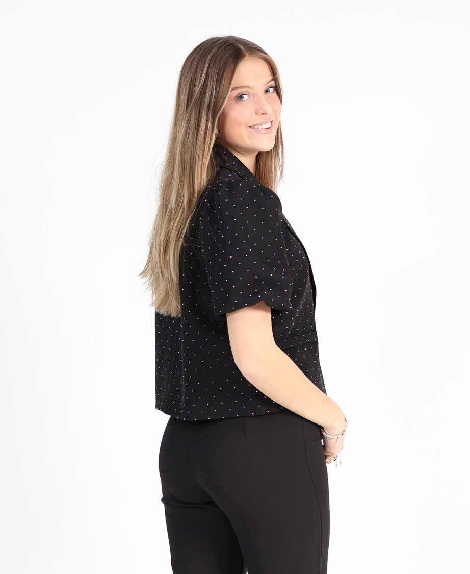 Diamond Puff Sleeve Blazer Black