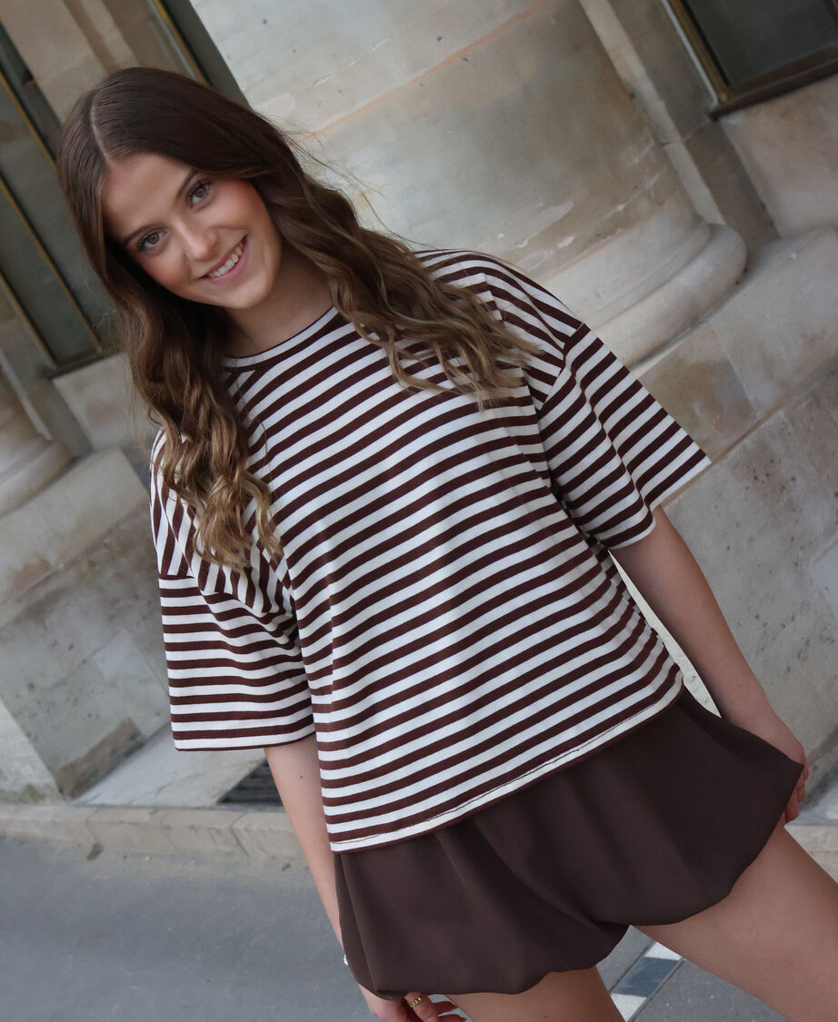 Oversized Tee Cr&egrave;me/Choco