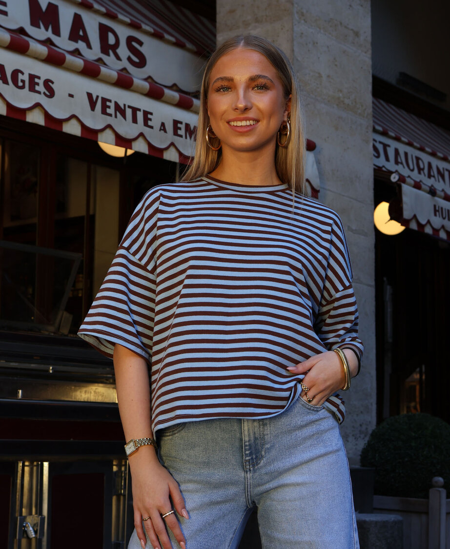 Oversized Tee Lightblue/Choco