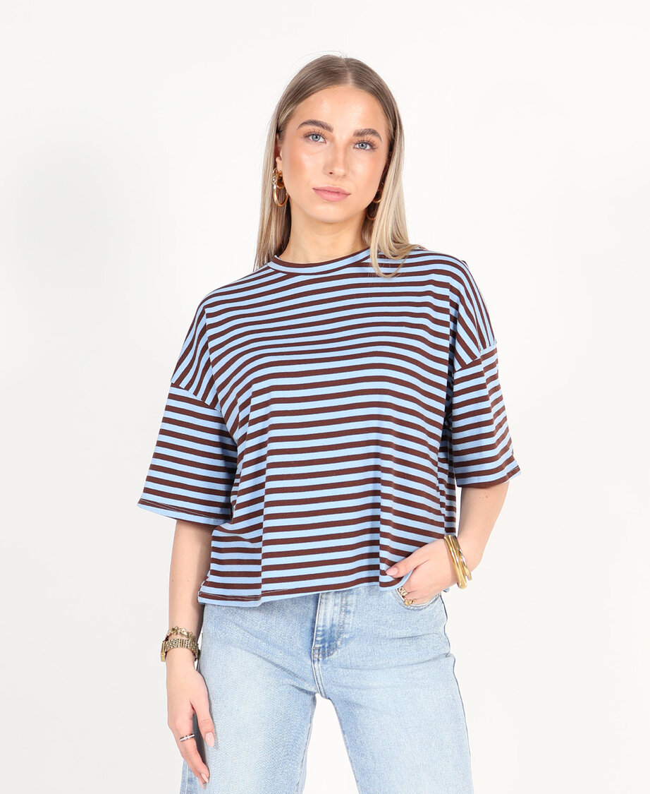 Oversized Tee Lightblue/Choco
