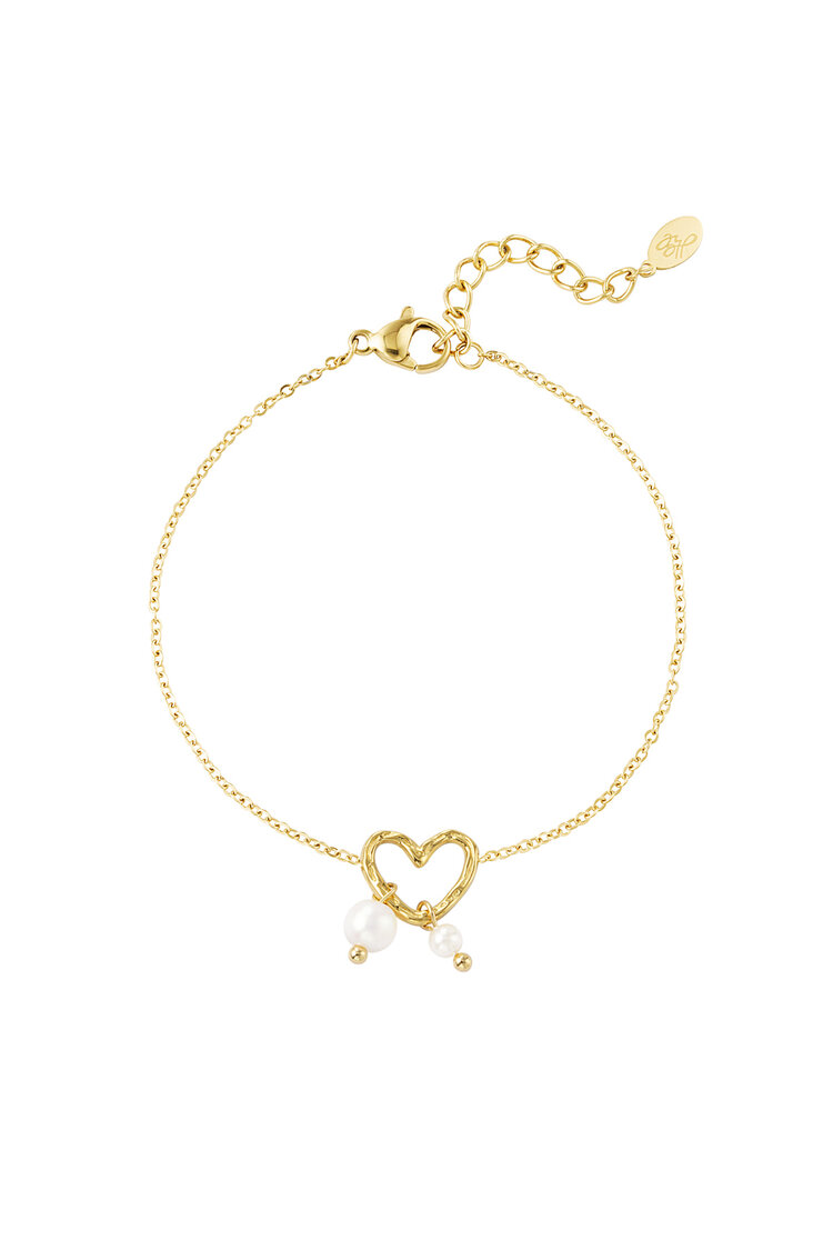 Pearl Heart Armband Gold