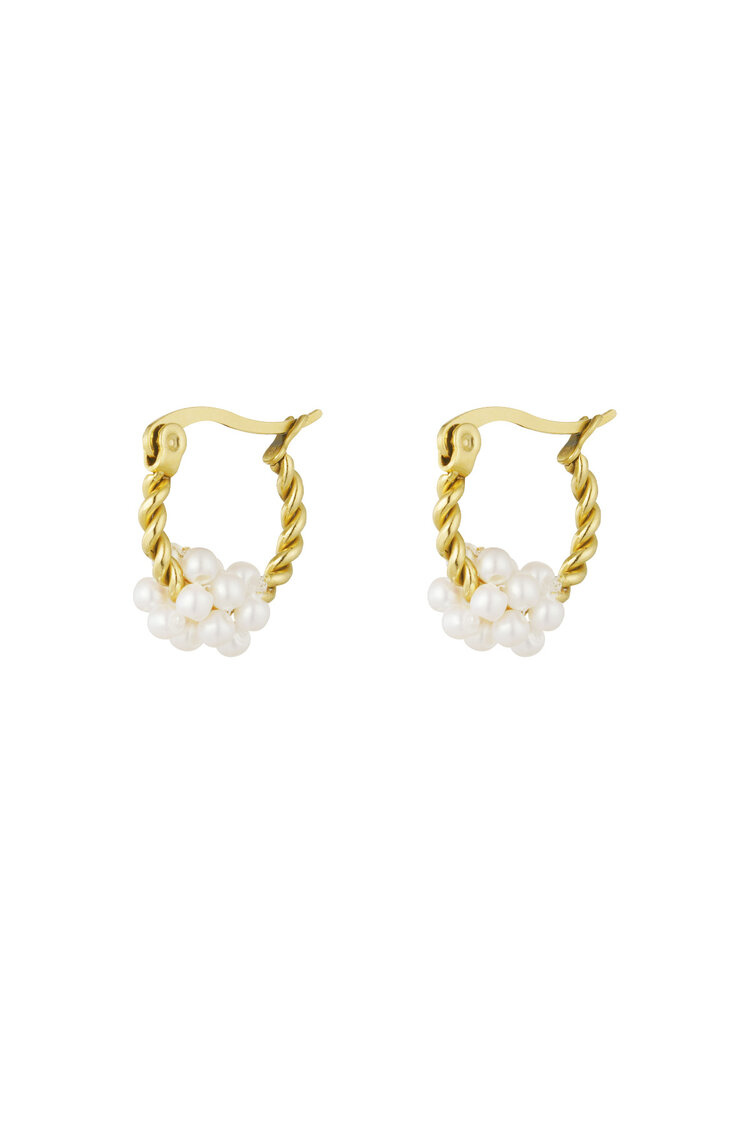 Swirl Pearls Oorbellen Goud