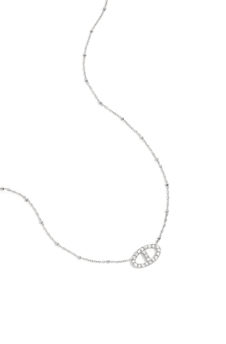 Midnight Oval Ketting Zilver