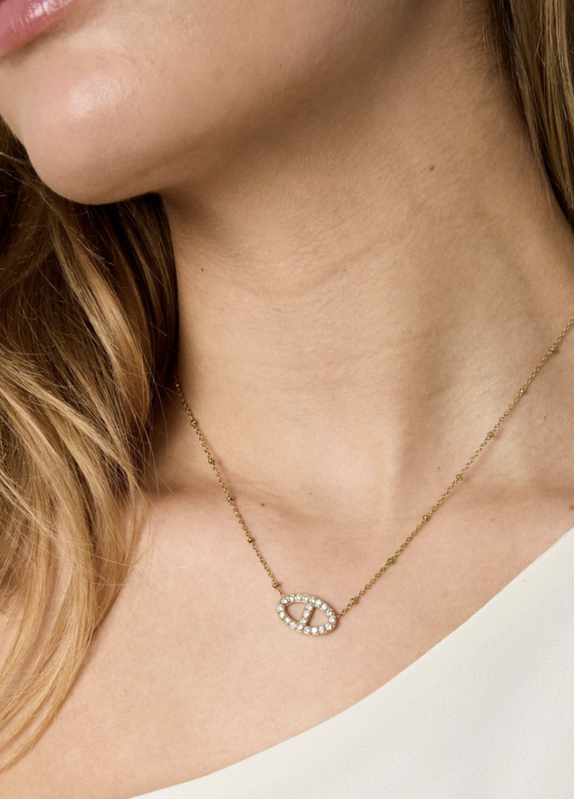 Midnight Oval Ketting Zilver