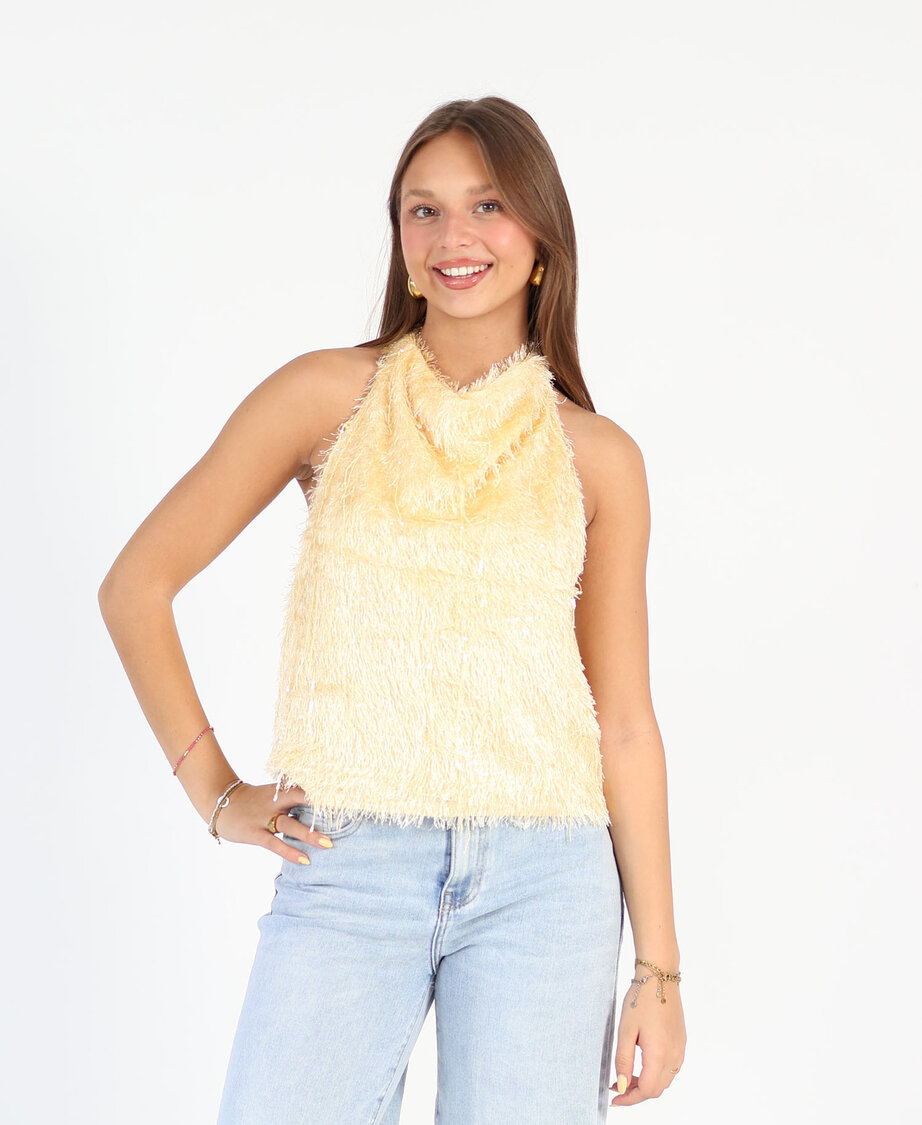 Halter Fringe Top Yellow