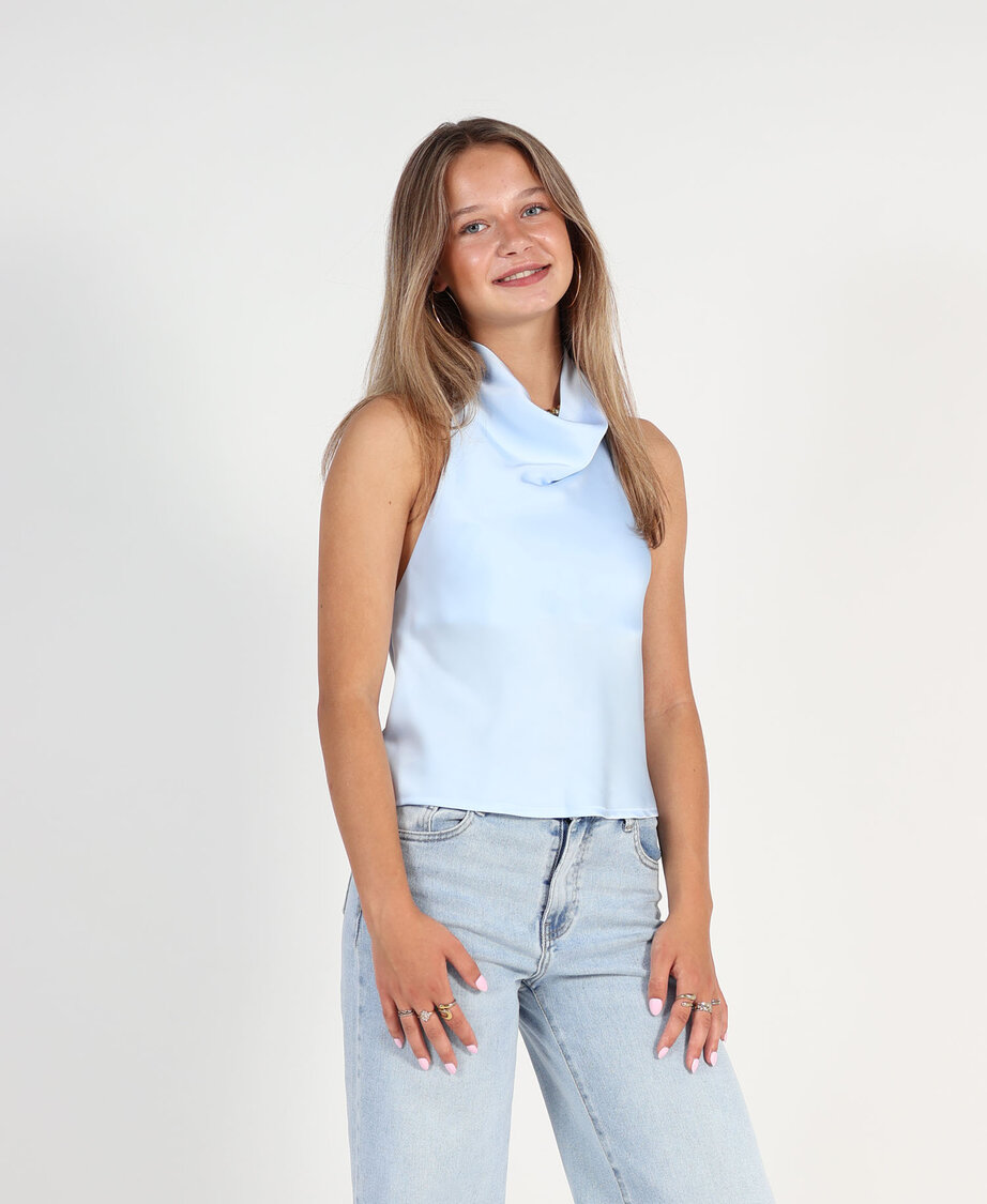 Satin Halter Top Lightblue