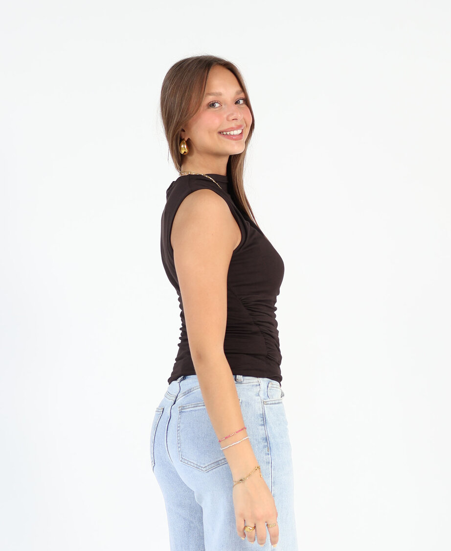 Fringe Top Dark Brown