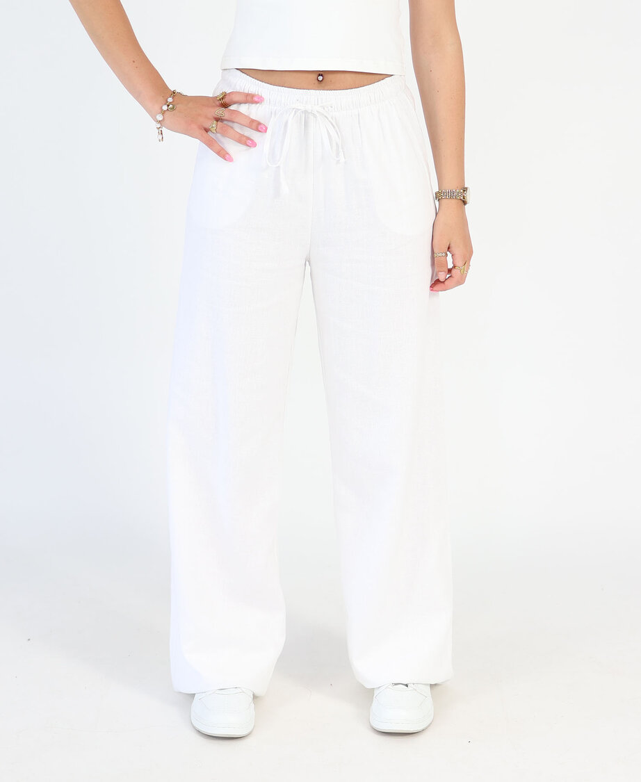 Layered Linnen Pants White (REGULAR)