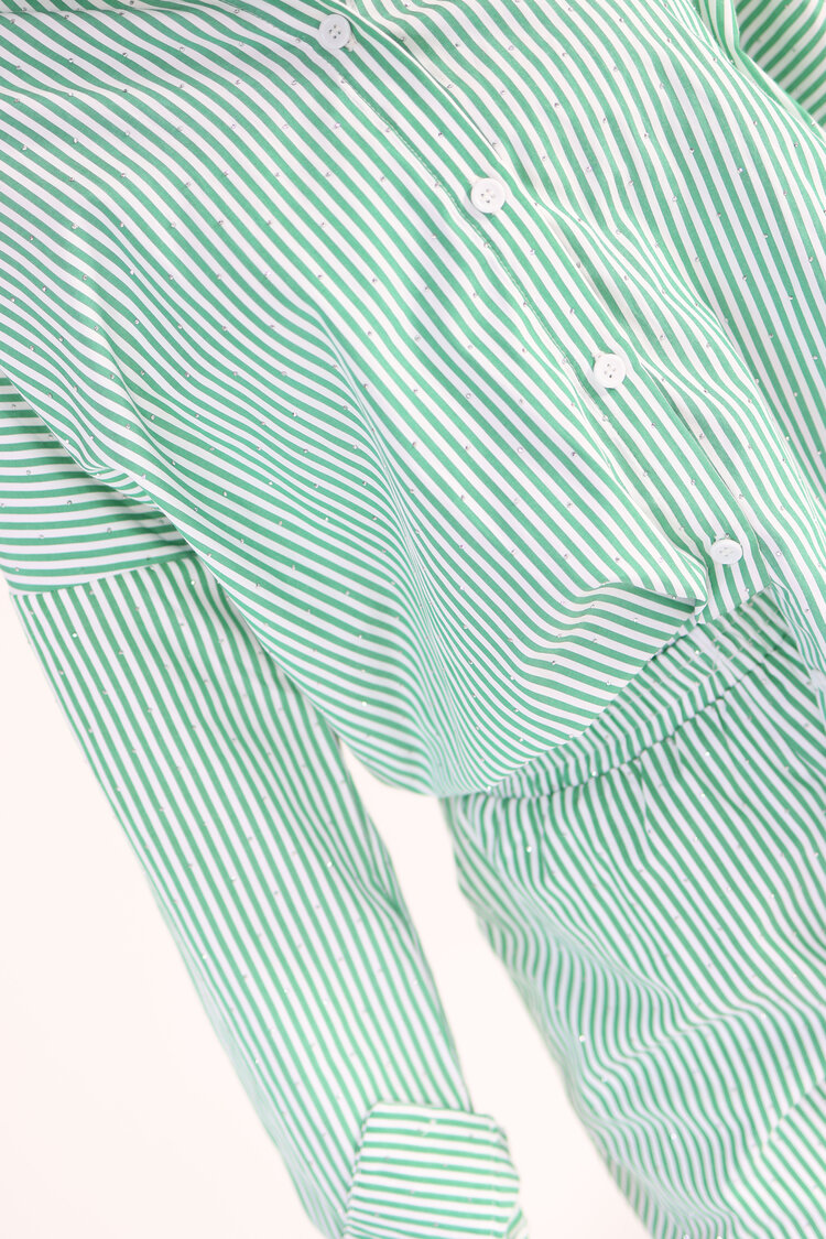 Striped Strass Blouse Green 