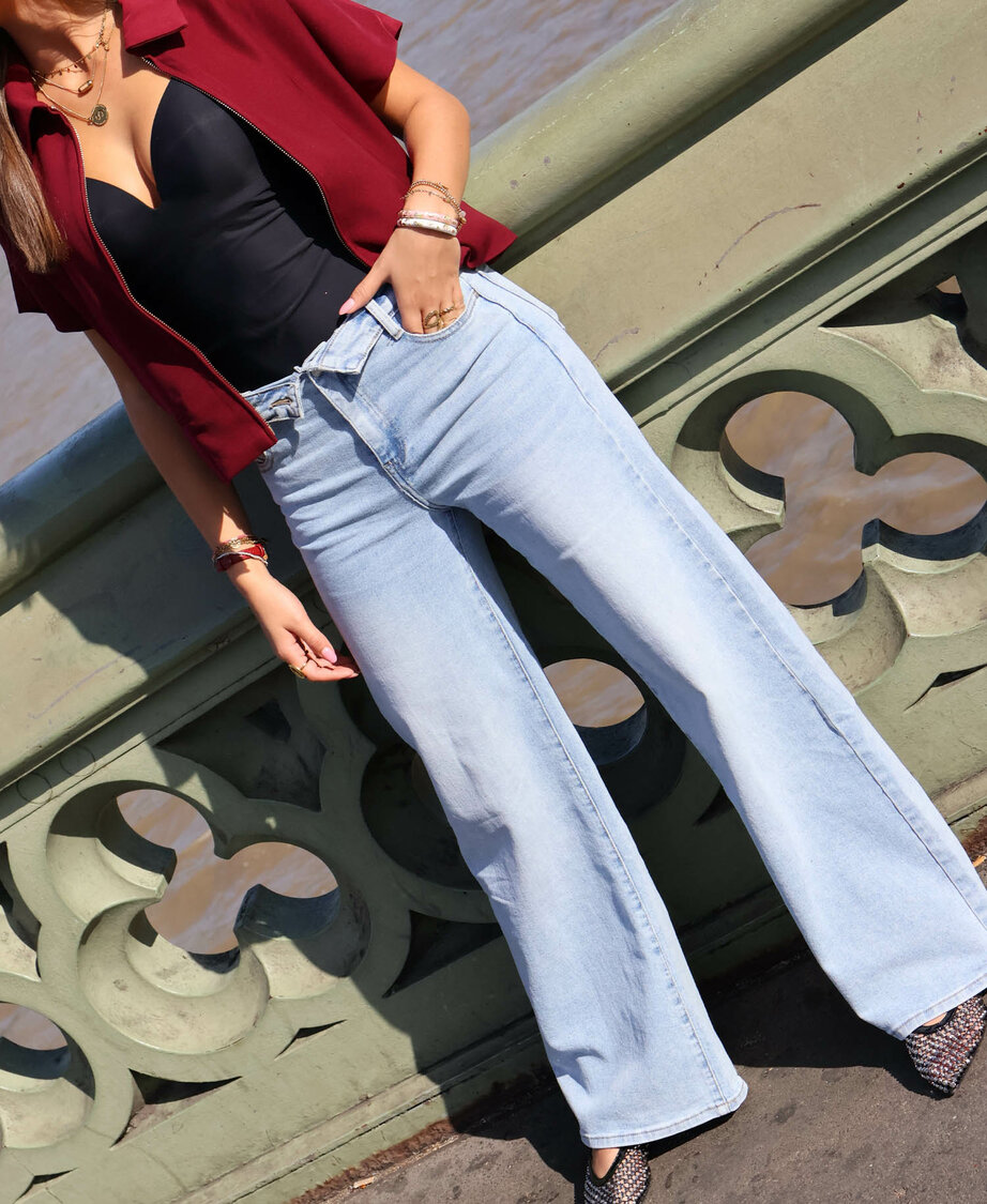 Fold Over Ultra Wide Leg Jeans 3772-1 (REGULAR)