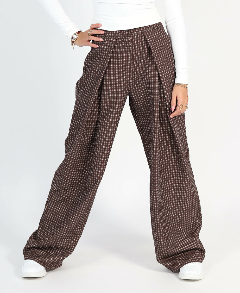 Barrel Pantalon Checkered Choco (REGULAR) 
