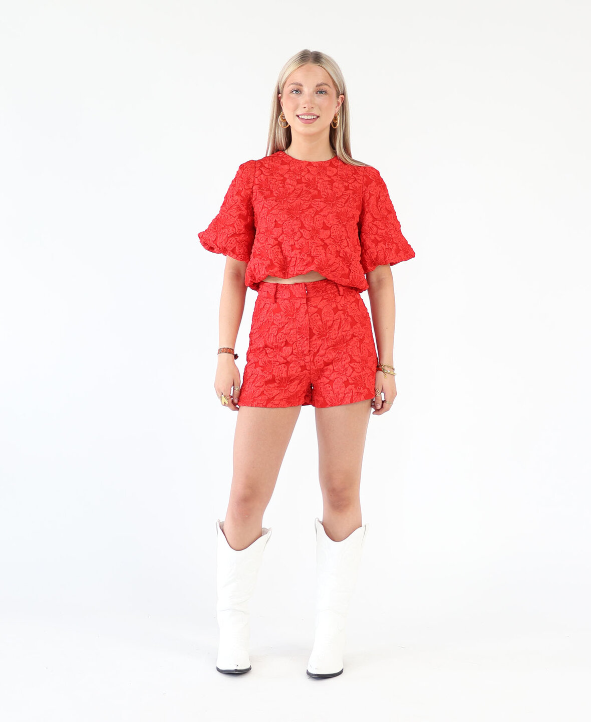 Jacquard Short Red