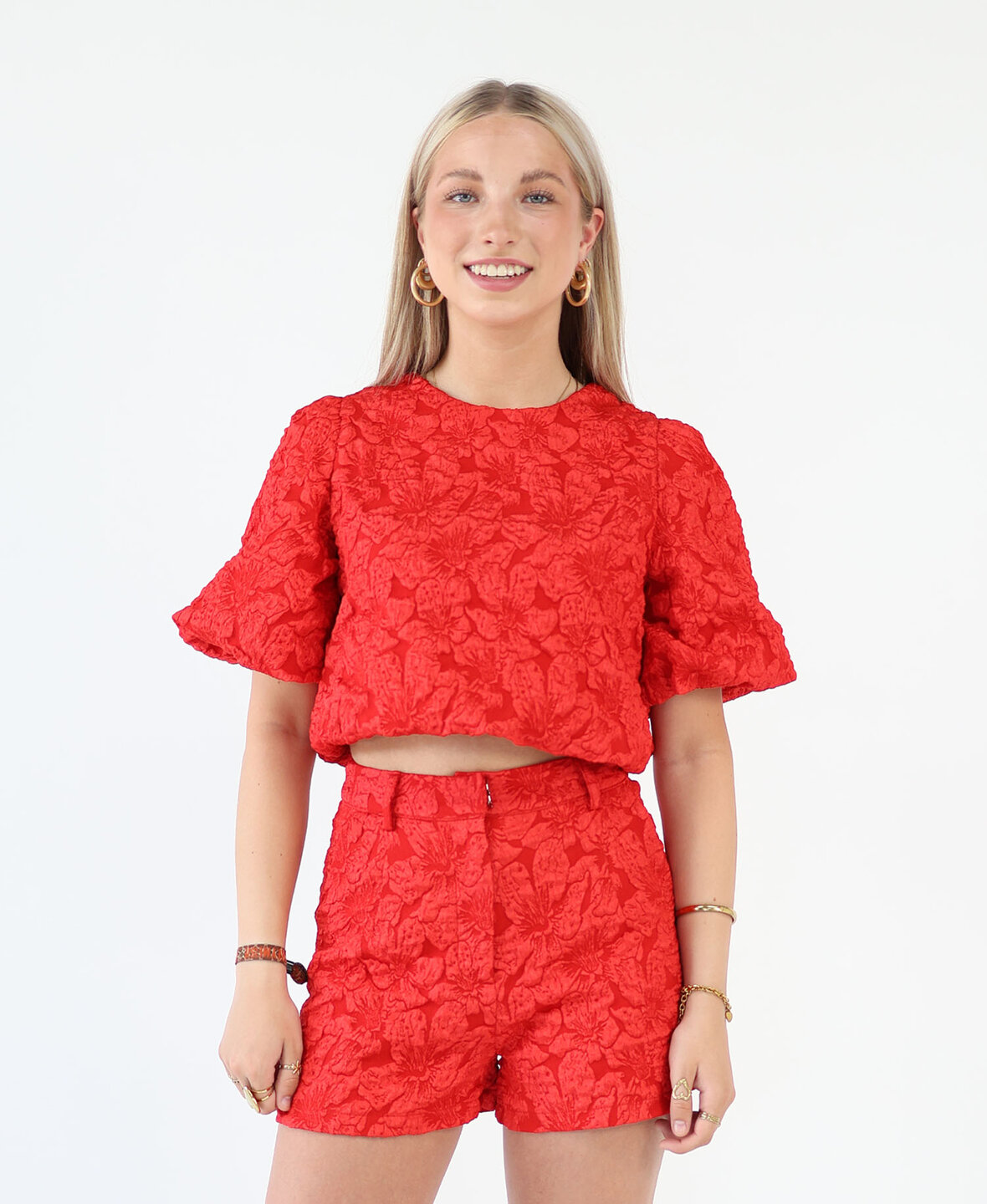 Jacquard Short Red