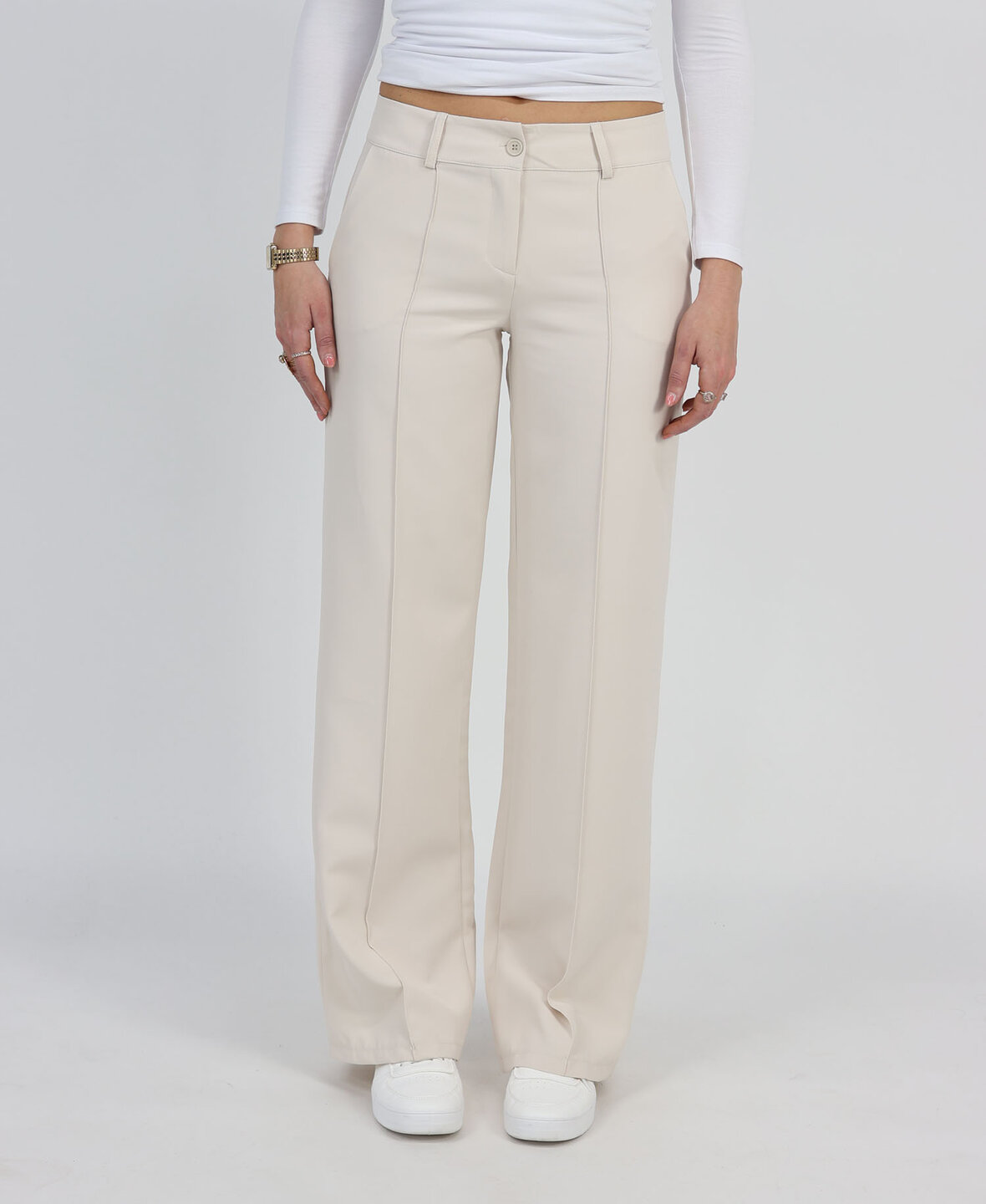 Low/Mid Waist Sanne Pants Beige (TALL)
