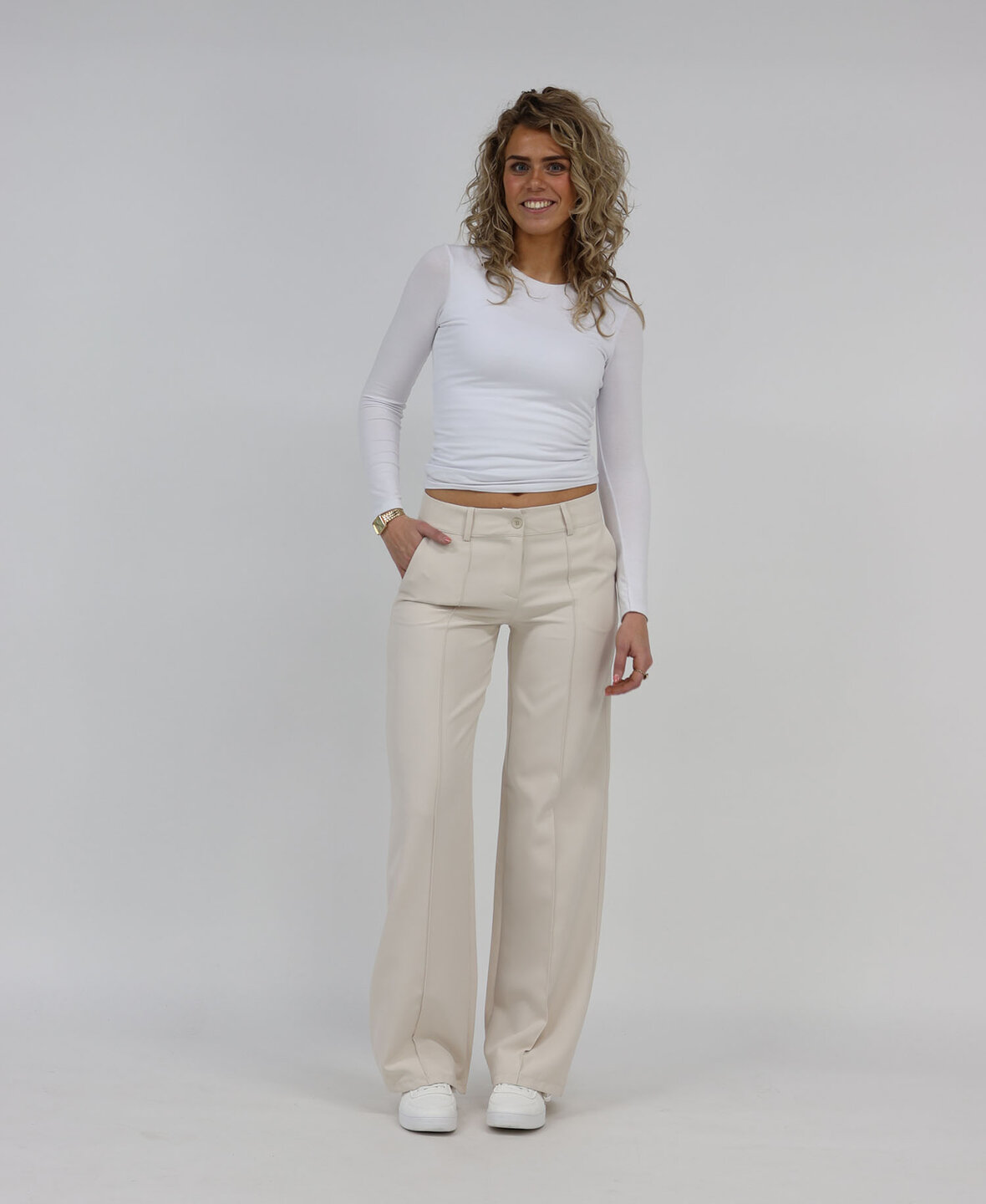 Low/Mid Waist Sanne Pants Beige (TALL)