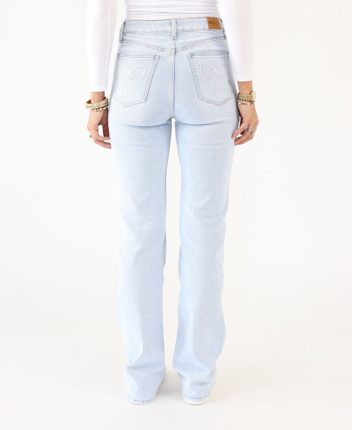 High Waist Wide Leg Bow Jeans 3176 (TALL)