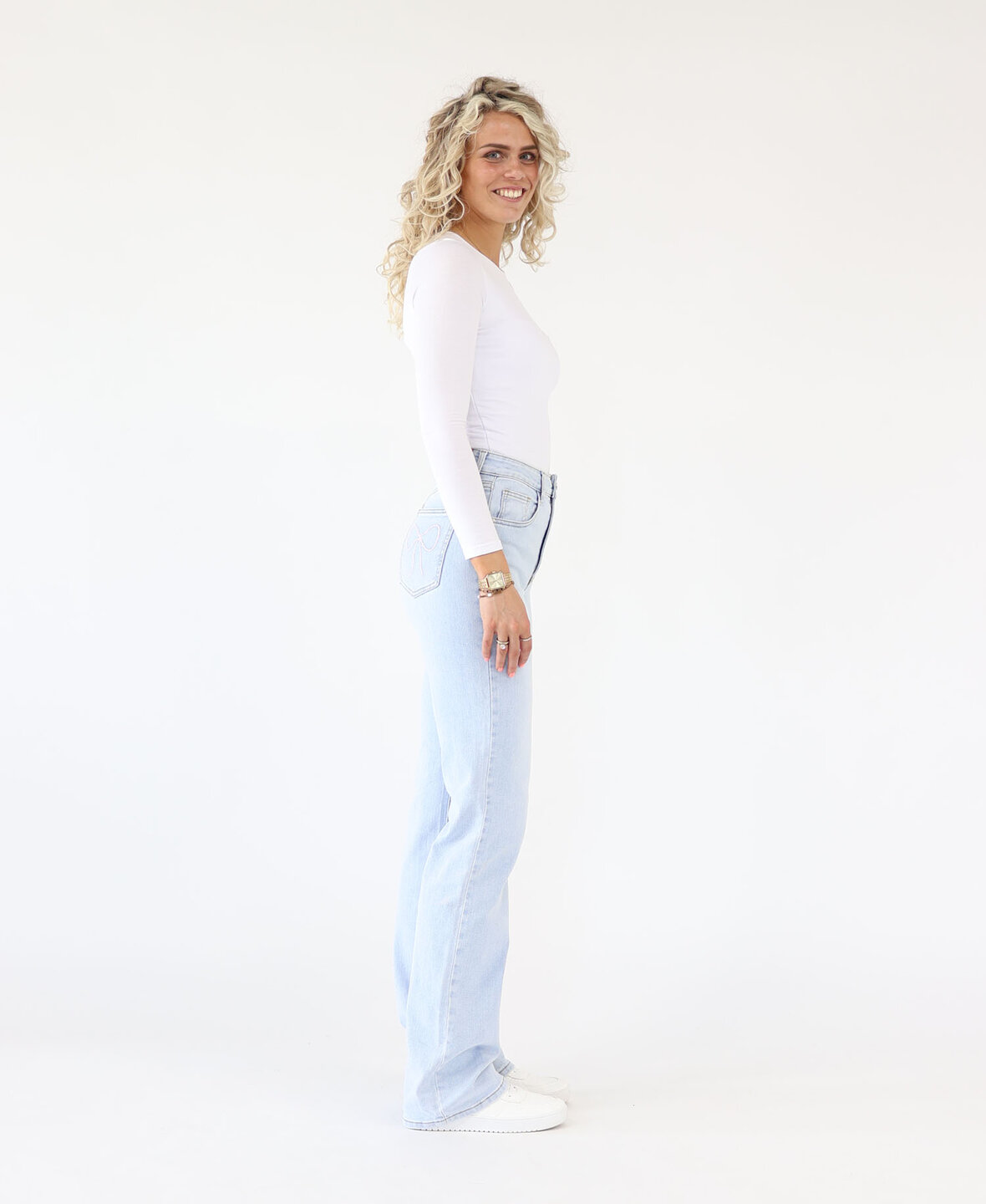 High Waist Wide Leg Bow Jeans 3176 (TALL)