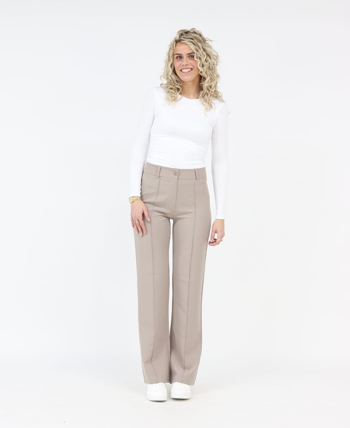 Sanne Stripe Pants Light Taupe (TALL)
