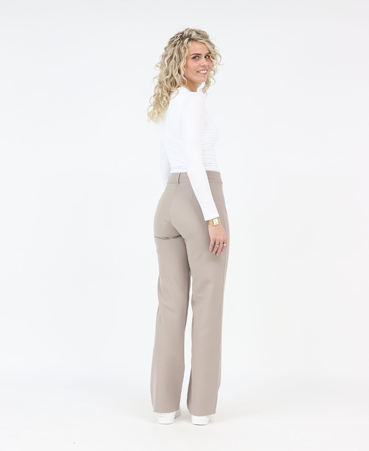 Sanne Stripe Pants Light Taupe (TALL)