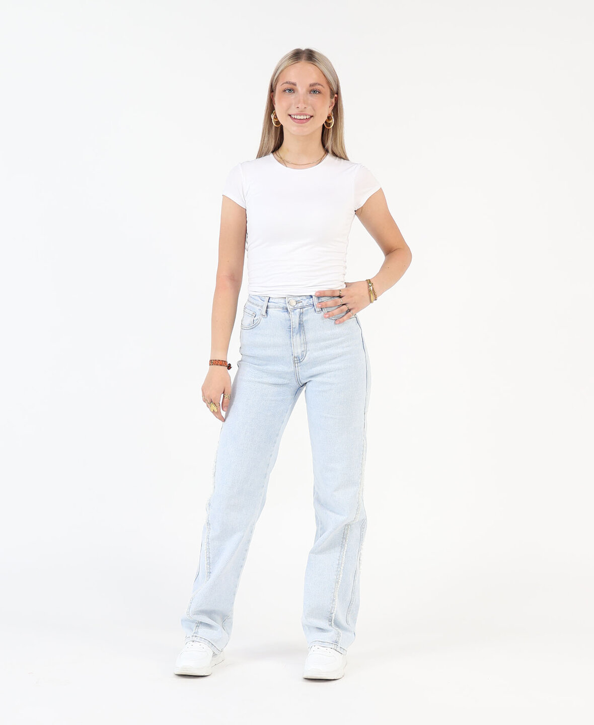 High Waist Wide Leg Fringe Jeans 3172 (REGULAR)