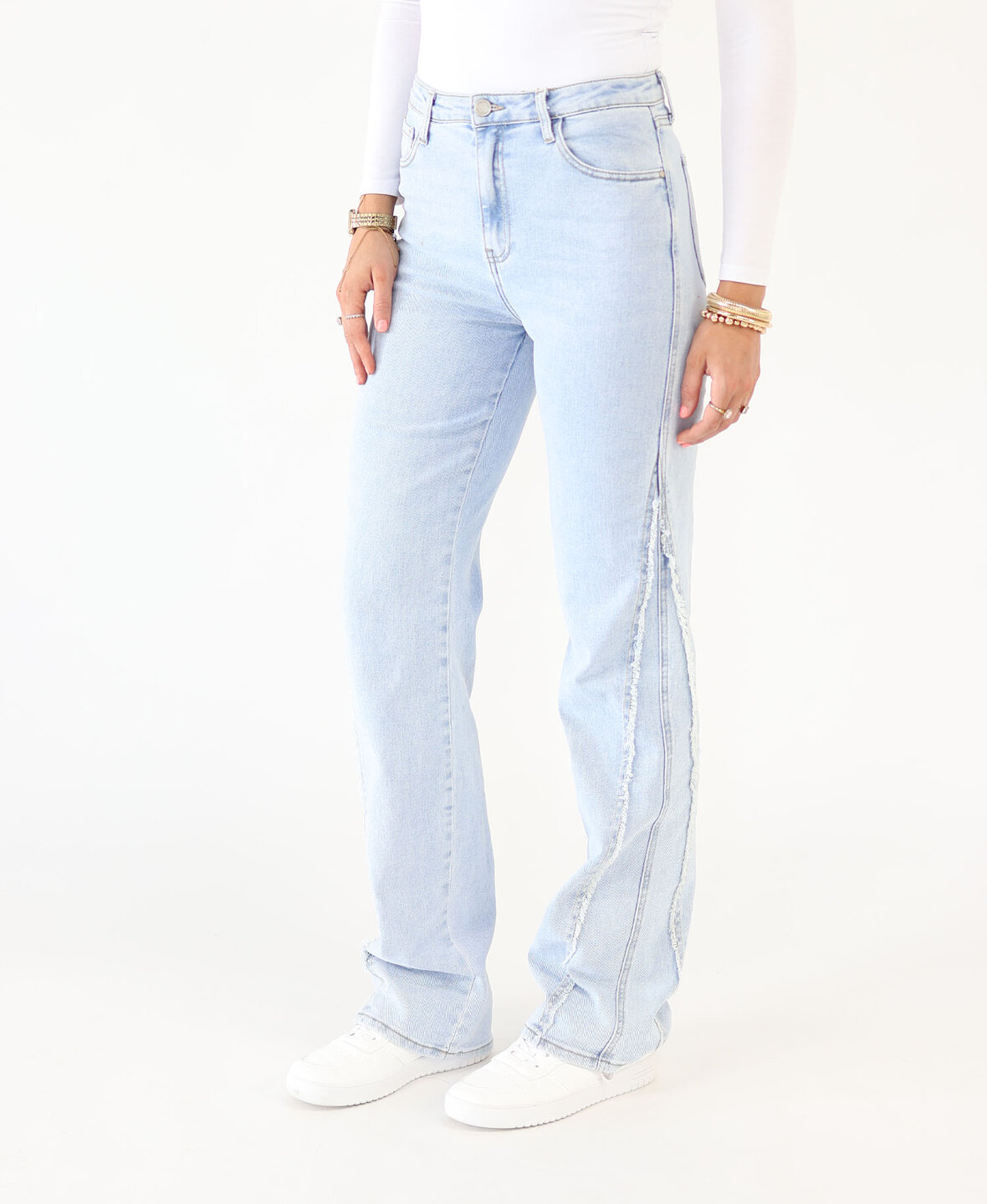 High Waist Wide Leg Fringe Jeans 3173 (TALL)