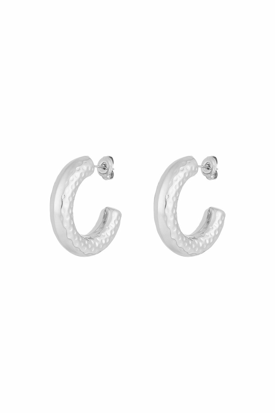 Structure Hoops Earrings Silver