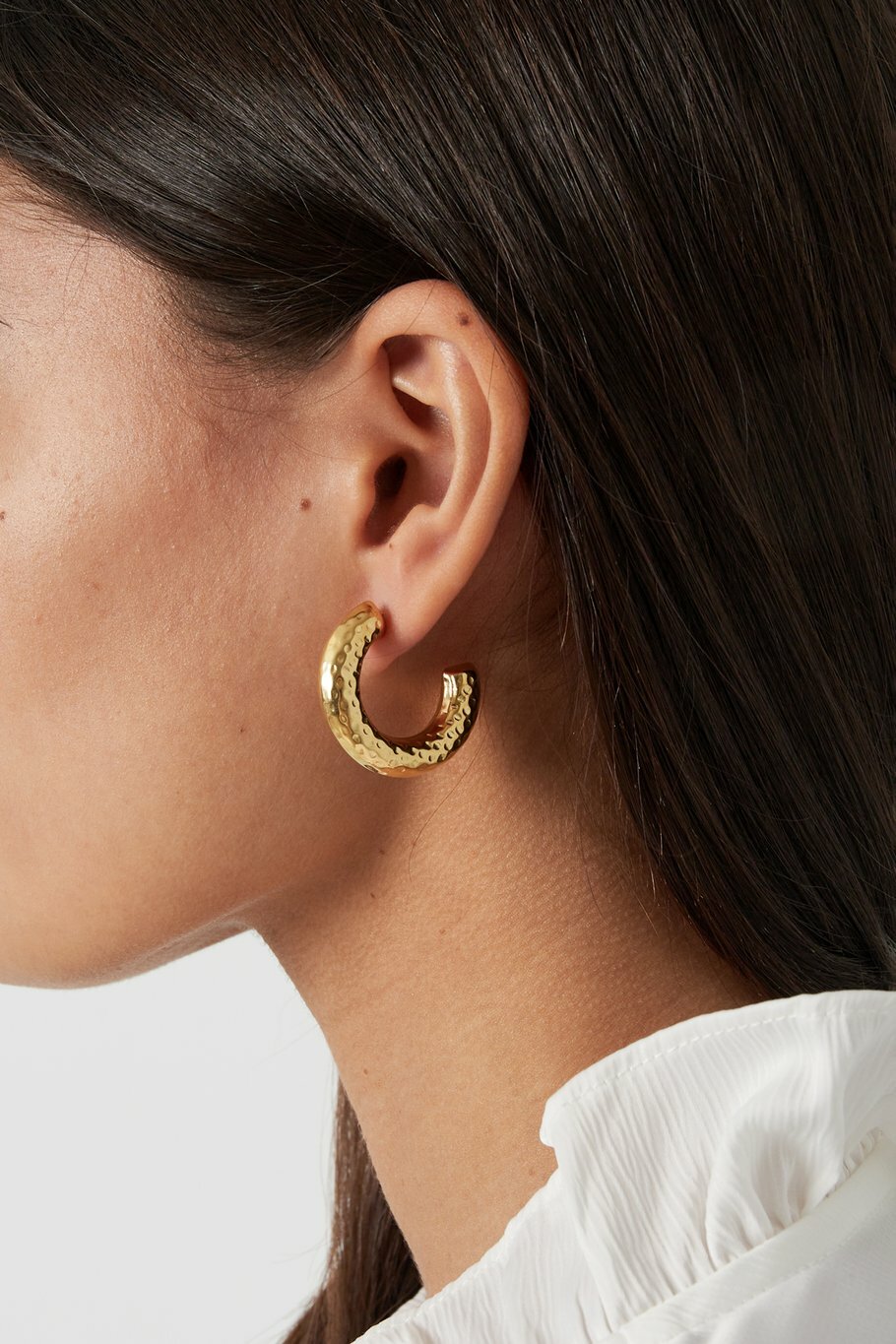 Structure Hoops Earrings Silver