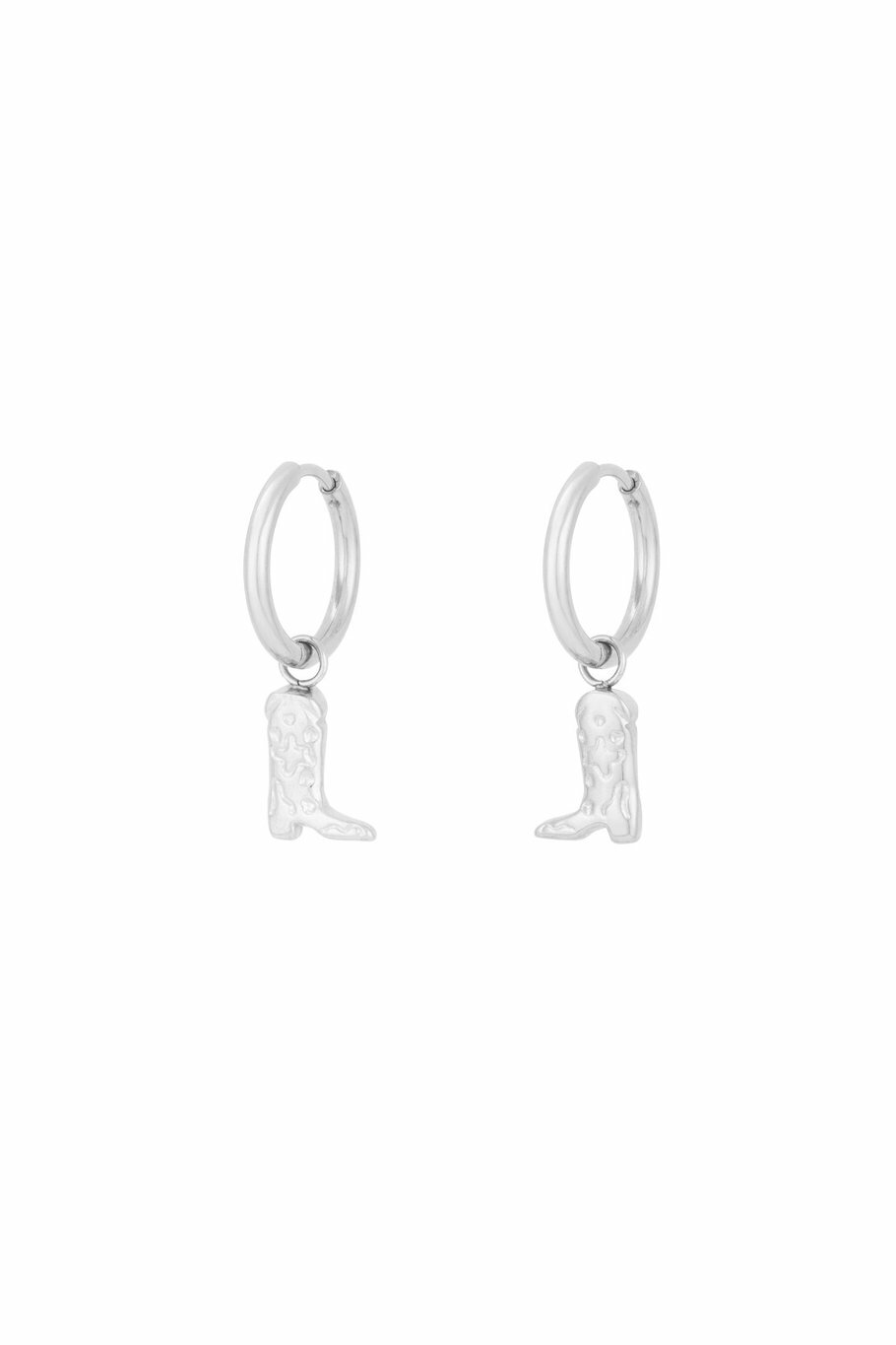 Cowgirl Boots Earrings Silver