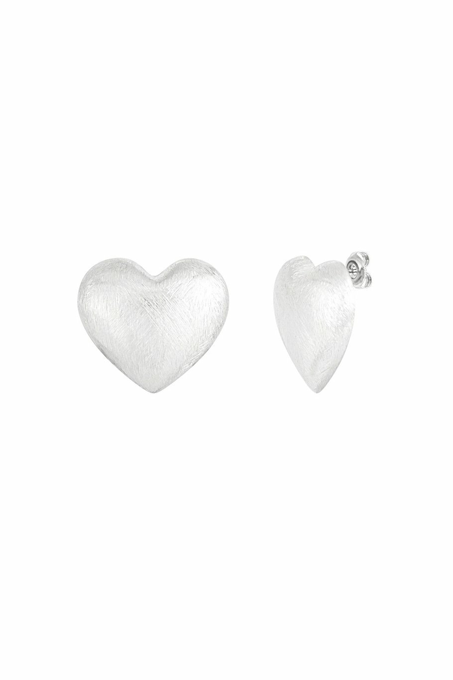 Statement Heart Earrings Silver
